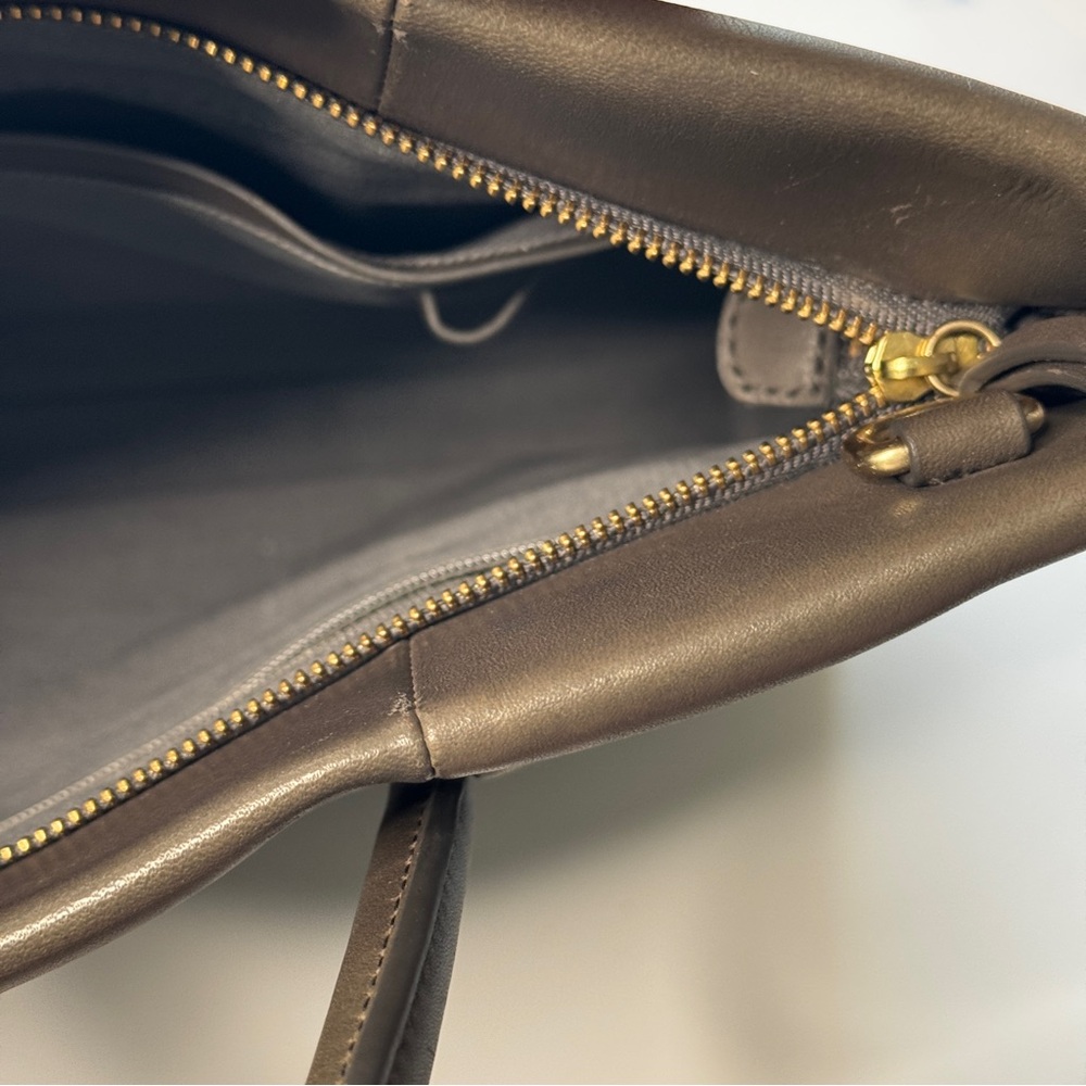 Skagen Structured Pewter Gray Leather Tote Bag Katryn Top Handle - Picture 16 of 16